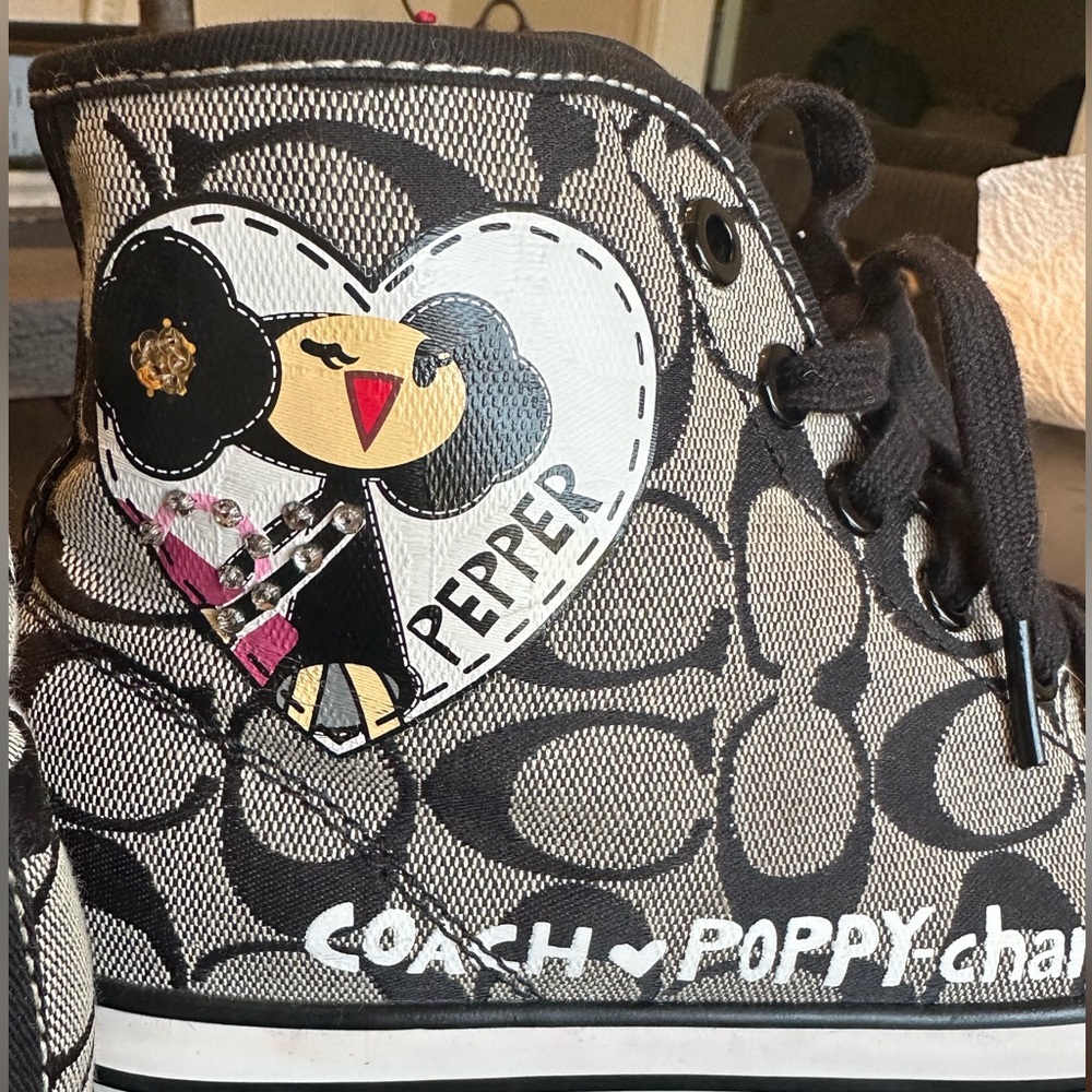 COACH POPPY CHAN PEPPER HIGH TOP SNEAKERS - Picture 7 of 11